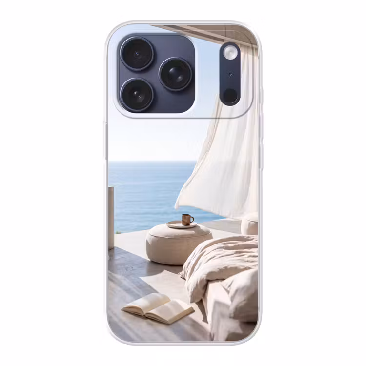 Interieur - Zeezicht - Modern - Rust - Beige Telefoonhoesje iPhone 17 Pro klein -3d