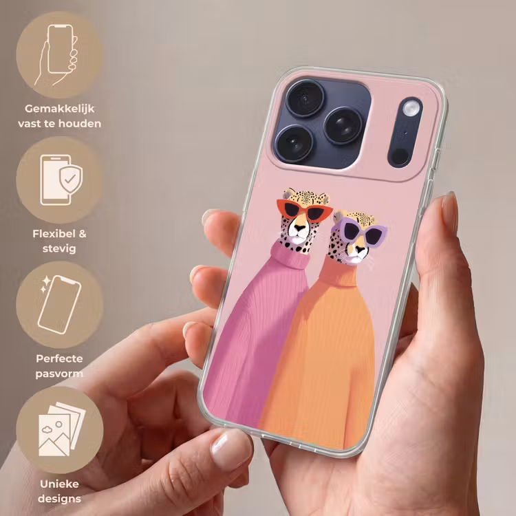 Jachtluipaarden - Zonnebrillen - Truien Telefoonhoesje iPhone 17 Pro klein -sfeer3_NL