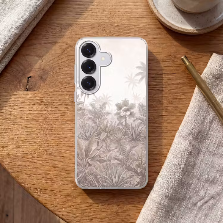 Jungle - Tropisch - Natuur -Vintage - Beige Telefoonhoesje Samsung Galaxy S26 klein -sfeer1