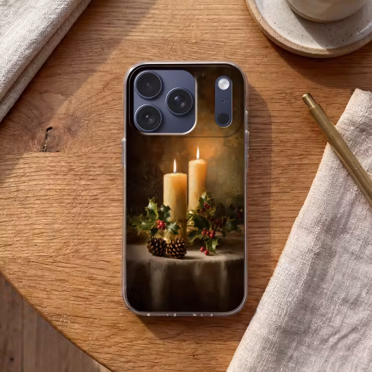 Kaarslicht - Kerst - Veelkleurig Telefoonhoesje iPhone 17 Pro klein -sfeer1