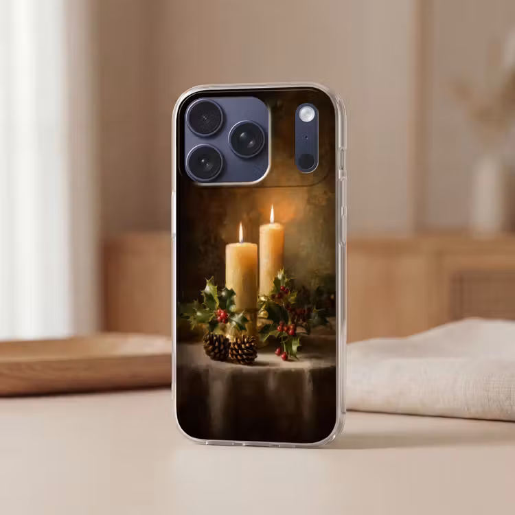 Kaarslicht - Kerst - Veelkleurig Telefoonhoesje iPhone 17 Pro klein -sfeer2