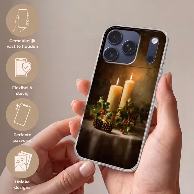 Kaarslicht - Kerst - Veelkleurig Telefoonhoesje iPhone 17 Pro klein -sfeer3_NL