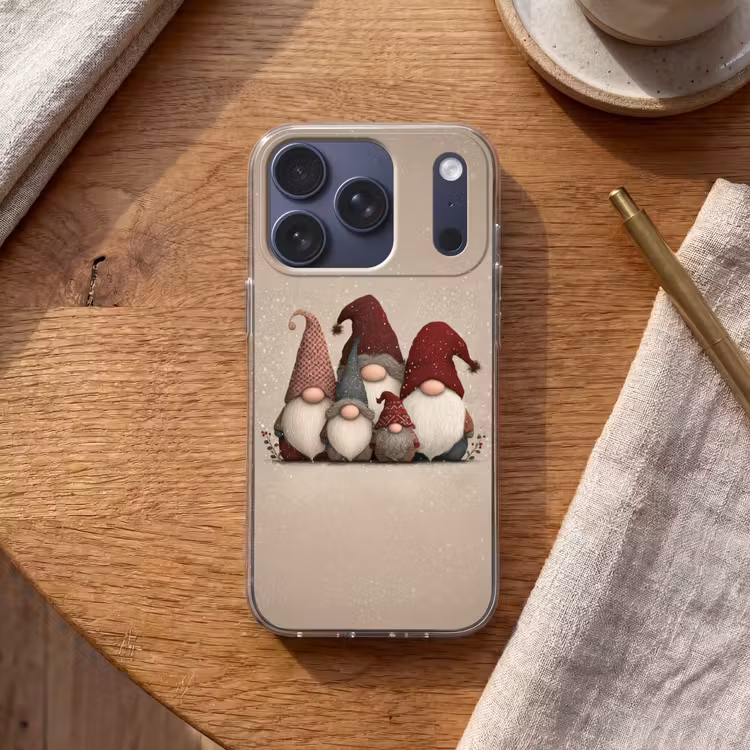 Kabouters - Kerst - Sneeuw - Puntmutsen Telefoonhoesje iPhone 17 Pro klein -sfeer1