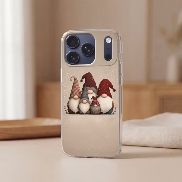 Kabouters - Kerst - Sneeuw - Puntmutsen Telefoonhoesje iPhone 17 Pro klein -sfeer2