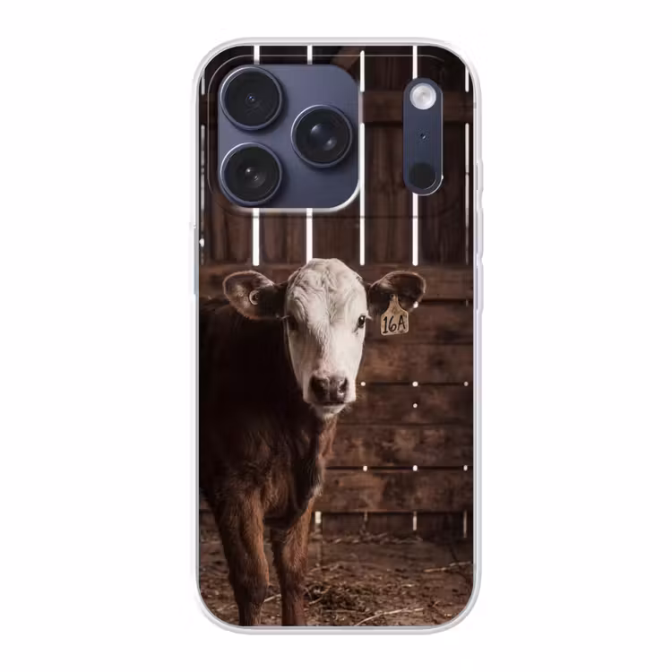 Kalf - Oormerk - Houten stal Telefoonhoesje iPhone 17 Pro klein -3d