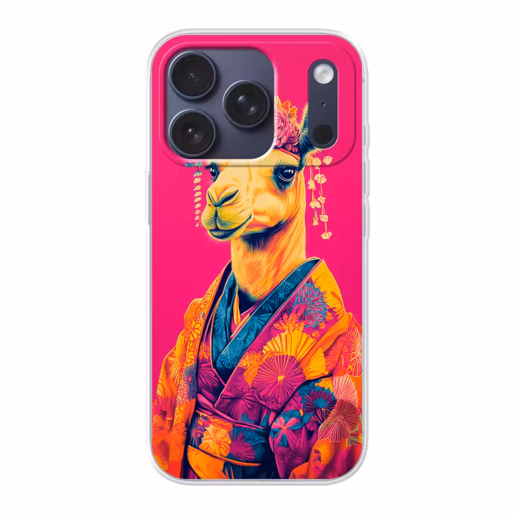 Kameel - Bloemen - Kimono - Waaiers Telefoonhoesje iPhone 17 Pro klein -3d