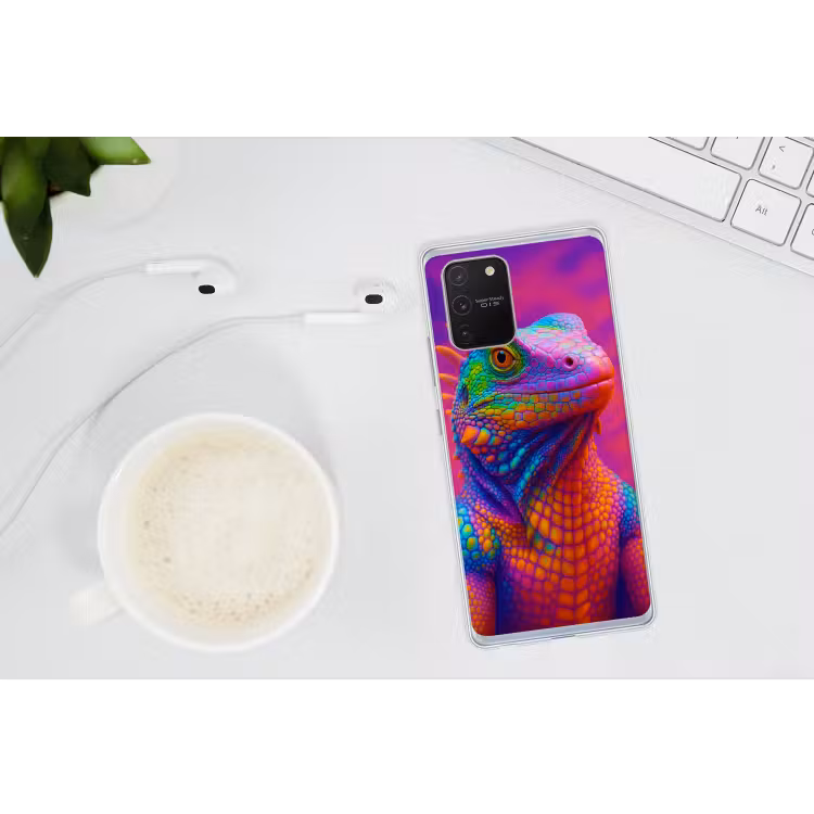 Kameleon - Dieren - Neon - Kleur Telefoonhoesje Samsung Galaxy S10 Lite klein -oordopS10Lite