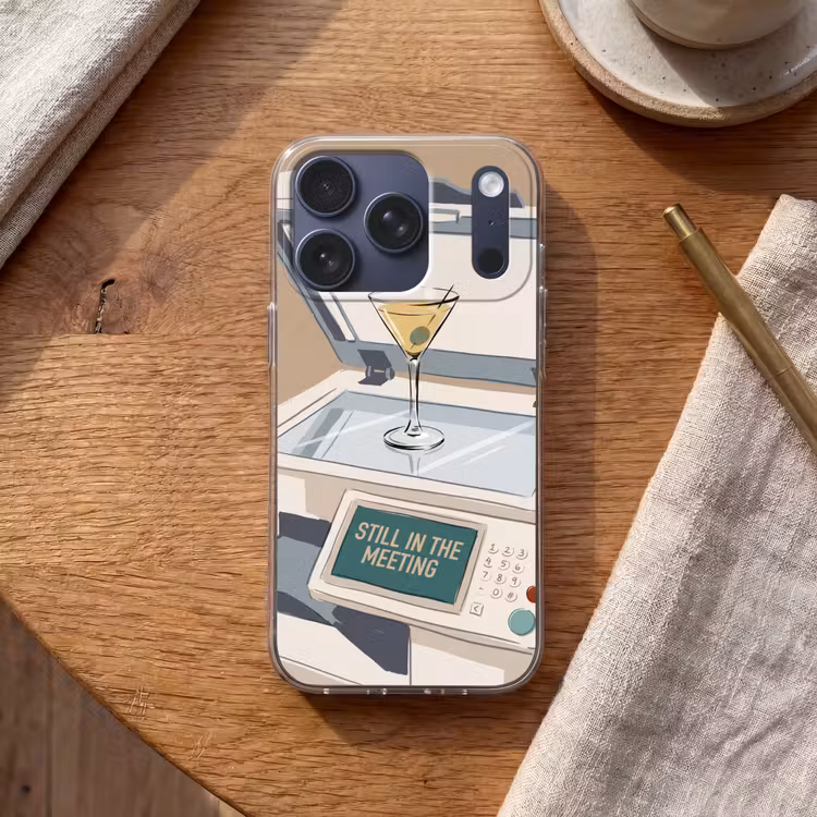 Kantoor - Drank - Humor - Illustratie Telefoonhoesje iPhone 17 Pro klein -sfeer1