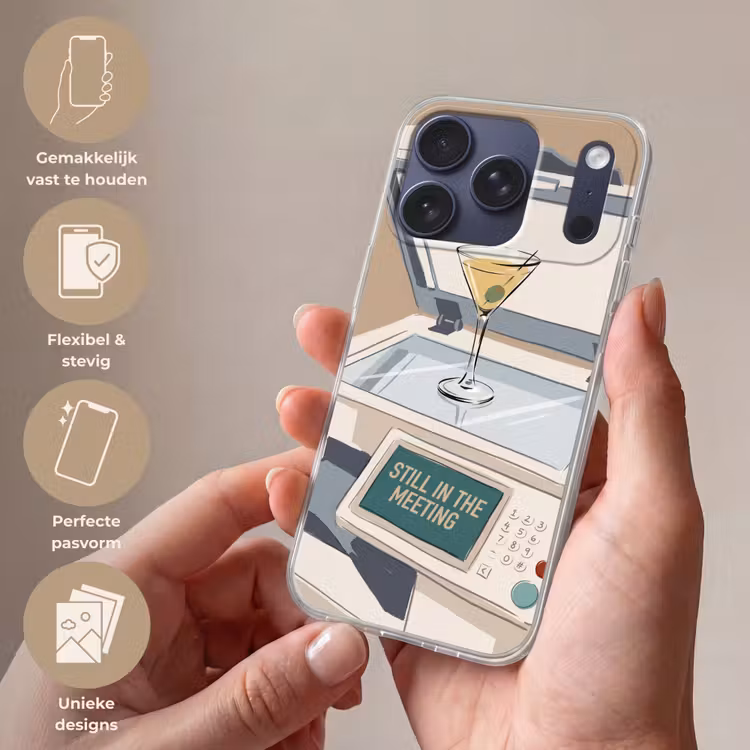 Kantoor - Drank - Humor - Illustratie Telefoonhoesje iPhone 17 Pro klein -sfeer3_NL
