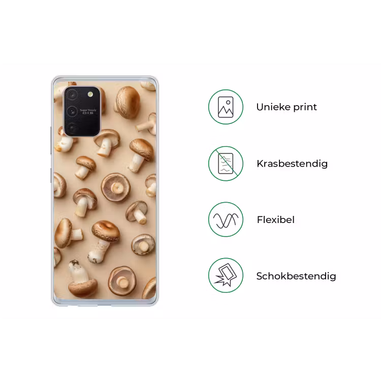 Kastanje Champignons - Beige Telefoonhoesje Samsung Galaxy S10 Lite klein -specsS10Lite