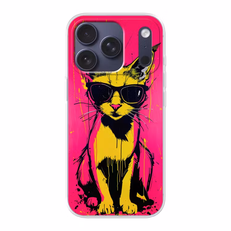 Kat - Art - Zonnebril - Roze Telefoonhoesje iPhone 17 Pro klein -3d