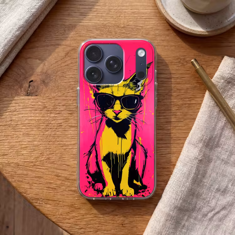 Kat - Art - Zonnebril - Roze Telefoonhoesje iPhone 17 Pro klein -sfeer1