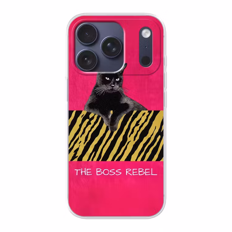 Kat - Baas - Roze - Tijgerprint Telefoonhoesje iPhone 17 Pro klein -3d