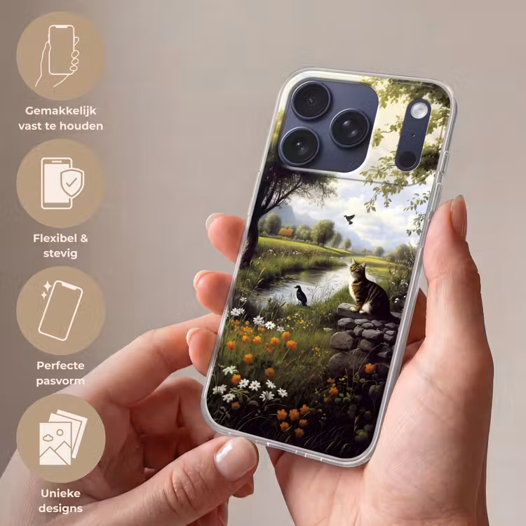 Kat - Beekje - Weide Telefoonhoesje iPhone 17 Pro klein -sfeer3_NL