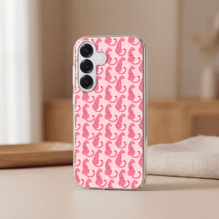 Kat - Gevlekt - Dieren - Patroon - Roze Telefoonhoesje Samsung Galaxy S26 klein -sfeer2