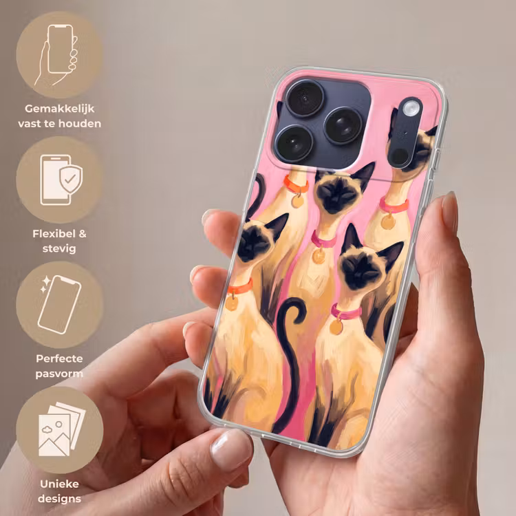 Kat - Groep - Dieren - Modern - Roze Telefoonhoesje iPhone 17 Pro klein -sfeer3_NL