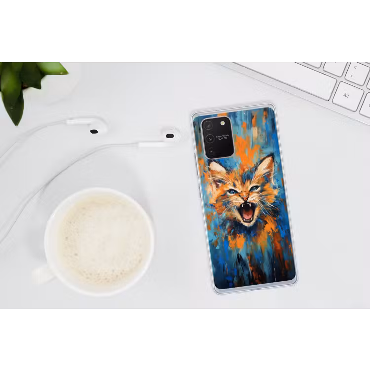 Kat - Kleurrijk - Oranje - Blauw Telefoonhoesje Samsung Galaxy S10 Lite klein -oordopS10Lite