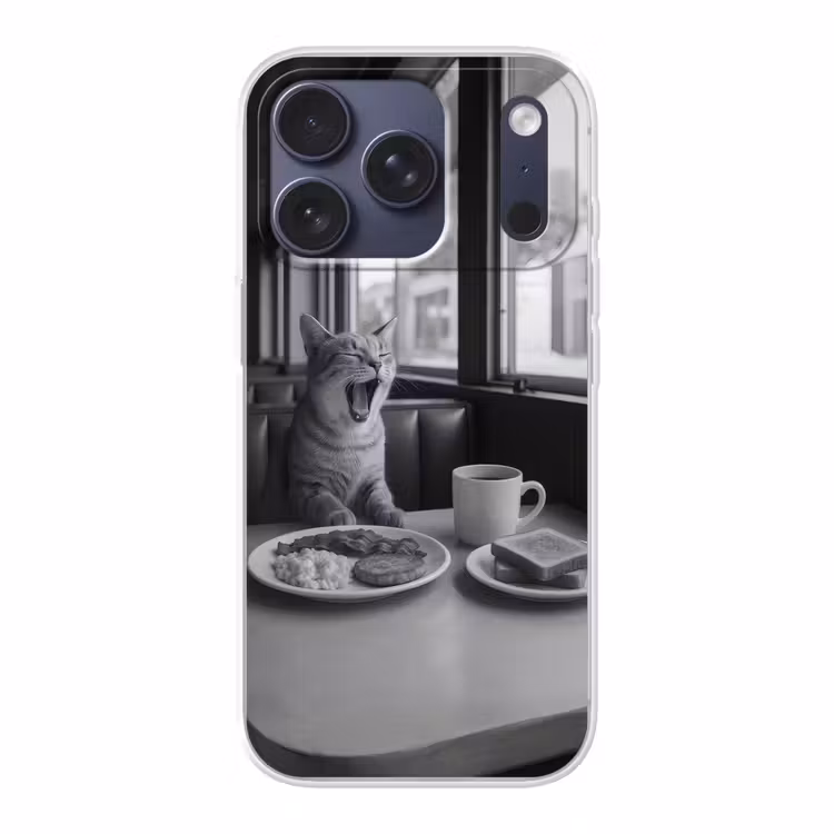 Kat - Koffie - Brood - Zwart Telefoonhoesje iPhone 17 Pro klein -3d