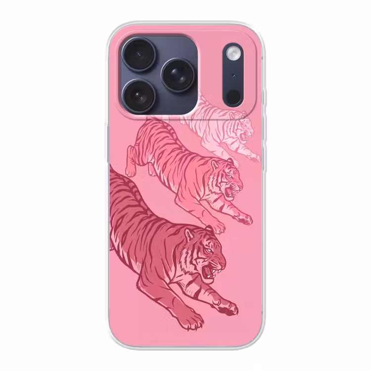 Kat - Springend - Dieren - Roze - Modern Telefoonhoesje iPhone 17 Pro klein -3d
