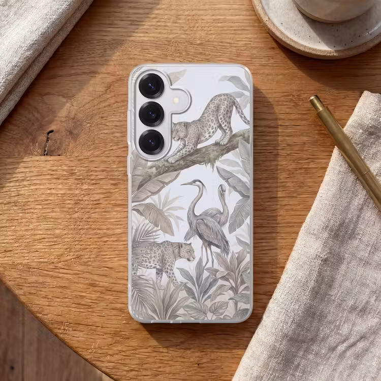Kat - Vogel - Jungle - Illustratie - Dieren Telefoonhoesje Samsung Galaxy S26 klein -sfeer1