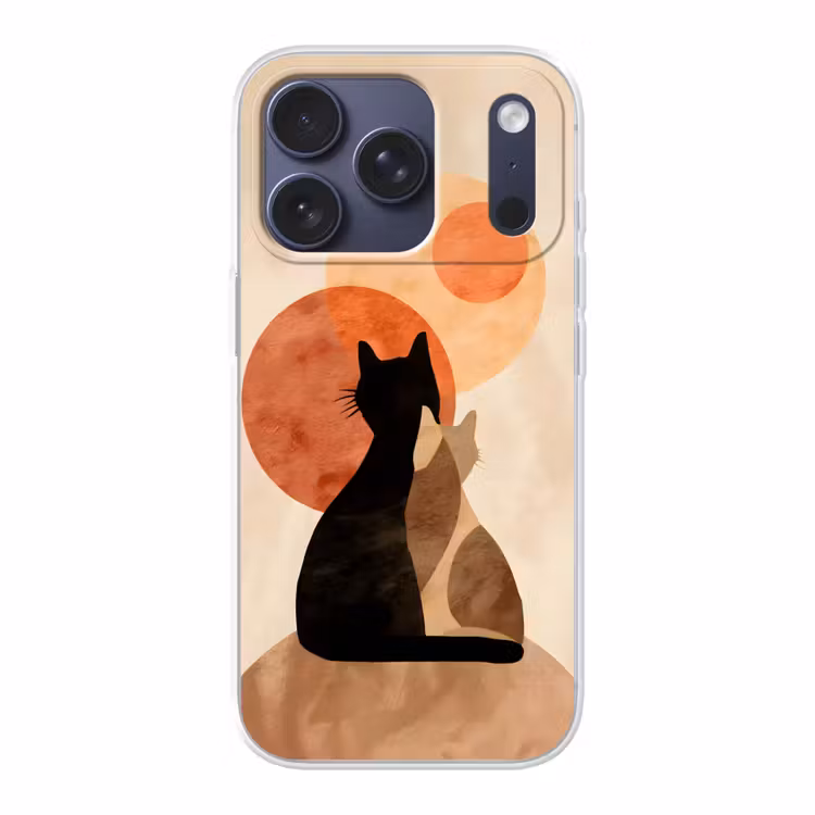 Katten - Zwart - Abstract - Cirkels Telefoonhoesje iPhone 17 Pro klein -3d