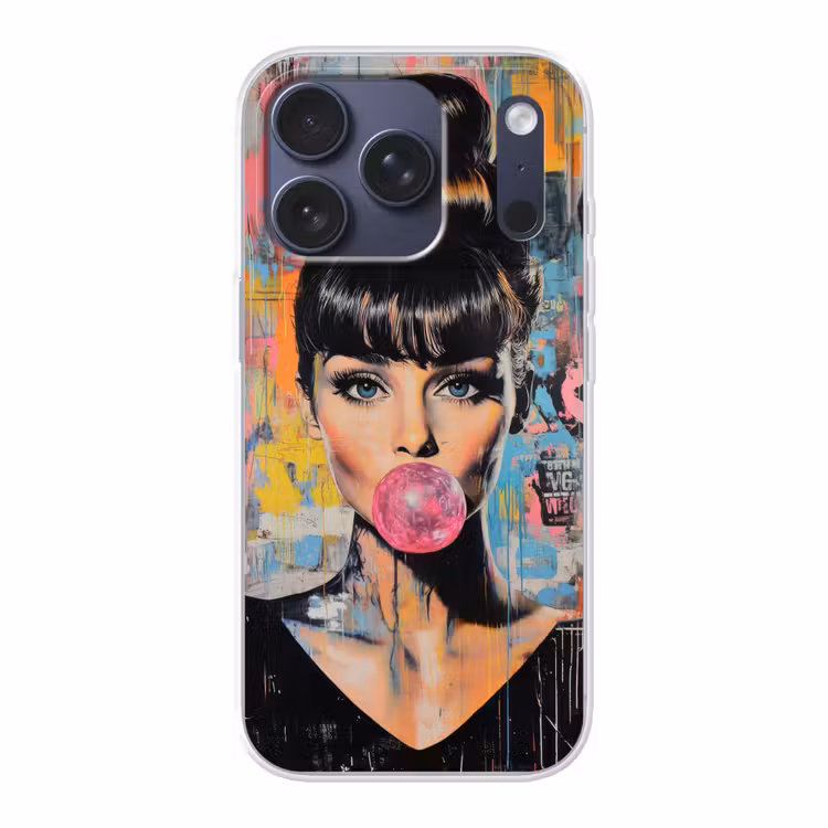 Kauwgom - Vrouw - Penseelstreken - Modern Telefoonhoesje iPhone 17 Pro klein -3d