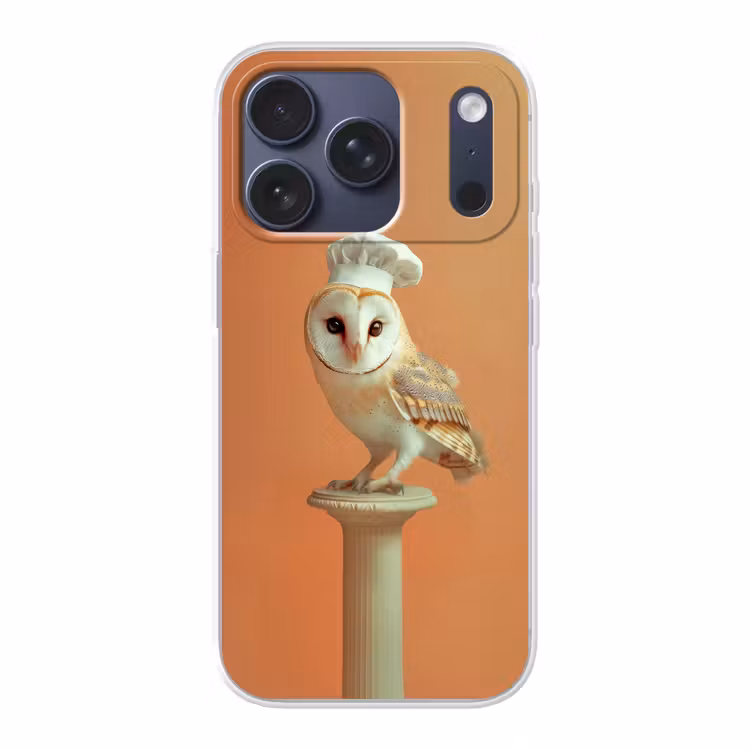 Kerkuil - Koksmuts - Oranje - Vogel Telefoonhoesje iPhone 17 Pro klein -3d