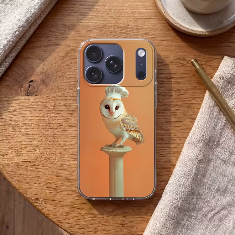 Kerkuil - Koksmuts - Oranje - Vogel Telefoonhoesje iPhone 17 Pro klein -sfeer1