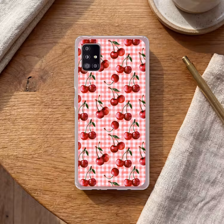 Kersen - Blokken - Rood Telefoonhoesje Samsung Galaxy A51 5G klein 373 -sfeer1