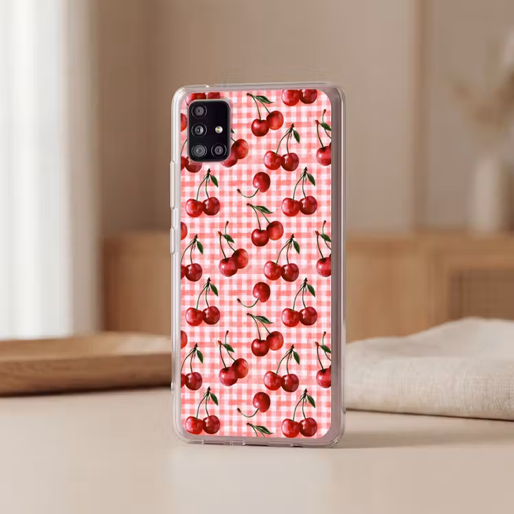 Kersen - Blokken - Rood Telefoonhoesje Samsung Galaxy A51 5G klein 373 -sfeer2
