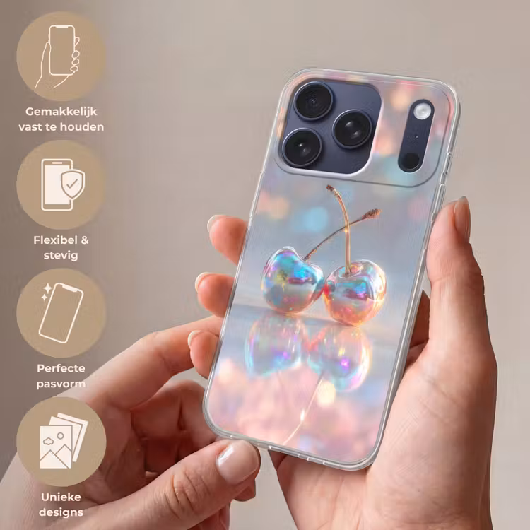 Kersen - Glanzend - Regenboogkleur Telefoonhoesje iPhone 17 Pro klein -sfeer3_NL