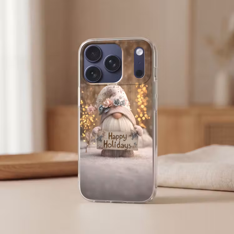 Kerst - Gnome - Bord - Kleurrijk Telefoonhoesje iPhone 17 Pro klein -sfeer2