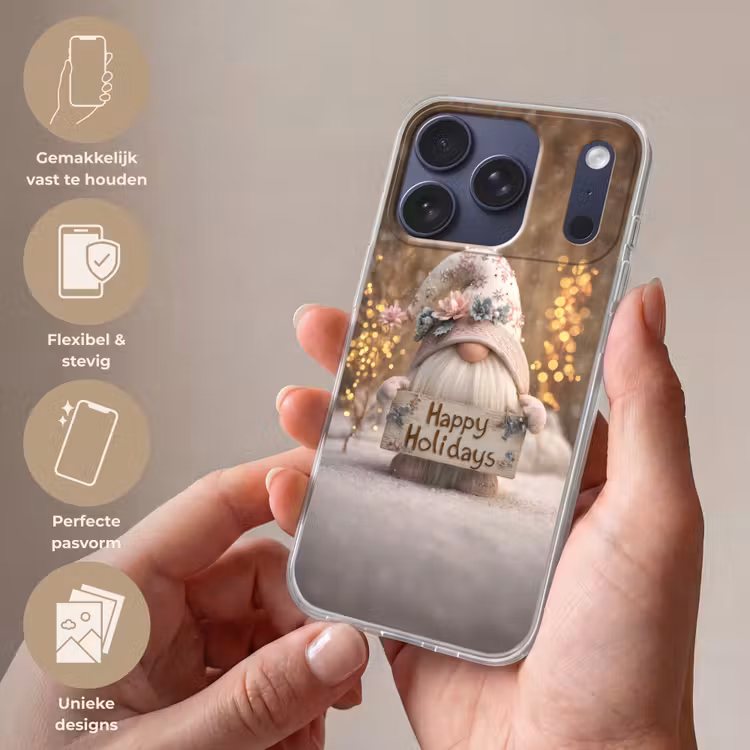 Kerst - Gnome - Bord - Kleurrijk Telefoonhoesje iPhone 17 Pro klein -sfeer3_NL