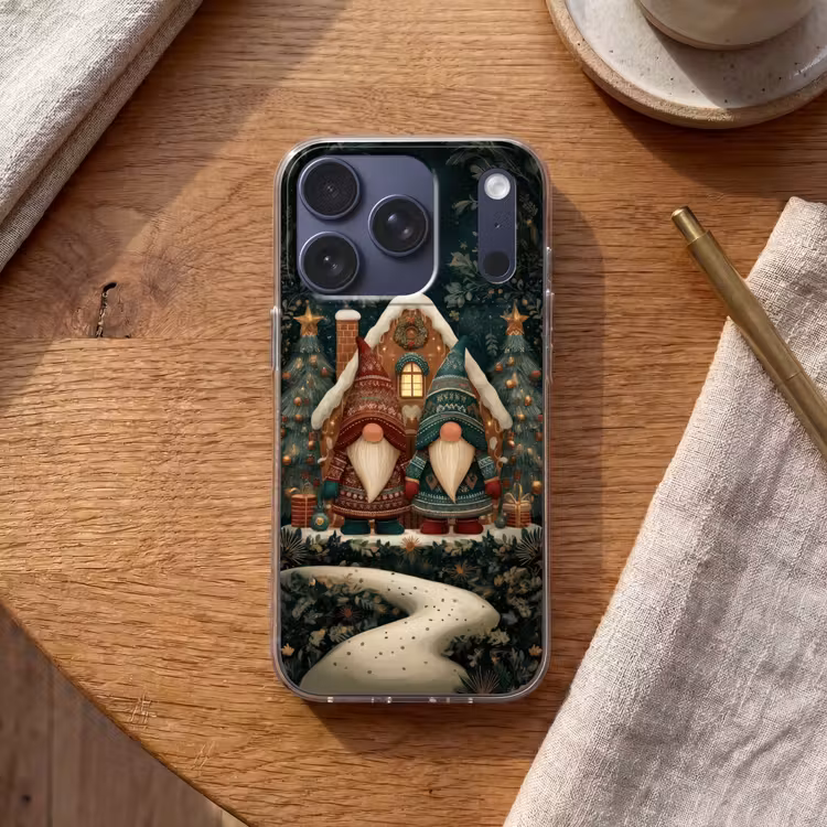 Kerst - Gnomen - Peperkoekhuisje - Rood - Groen Telefoonhoesje iPhone 17 Pro klein -sfeer1