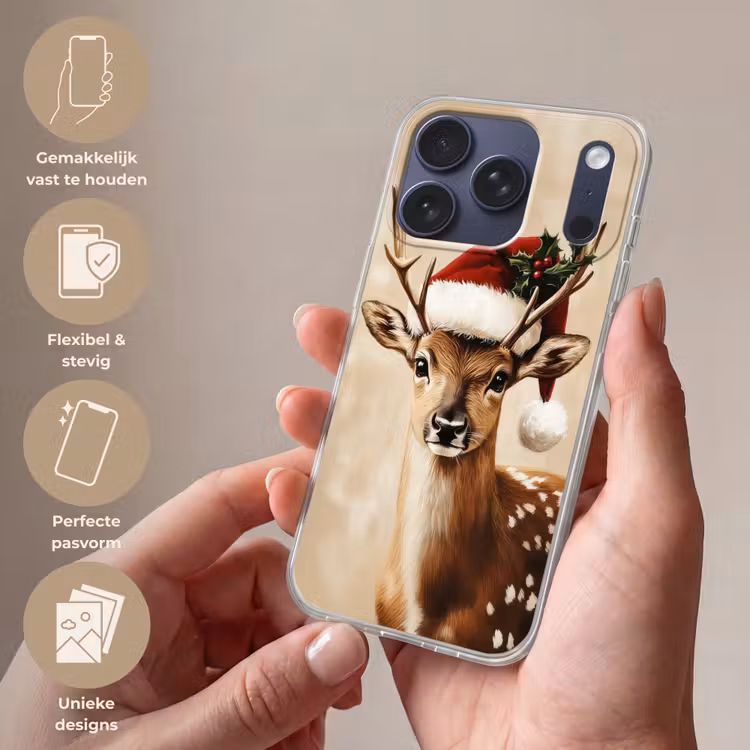 Kerst - Hert - Gewei - Rood Telefoonhoesje iPhone 17 Pro klein -sfeer3_NL