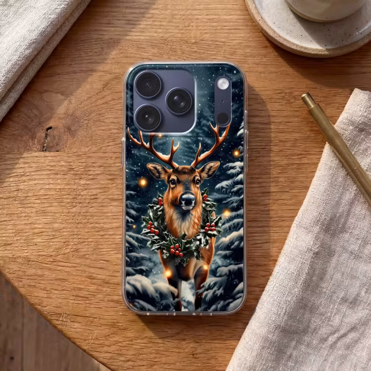 Kerst - Magie - Bos - Kleurrijk Telefoonhoesje iPhone 17 Pro klein -sfeer1