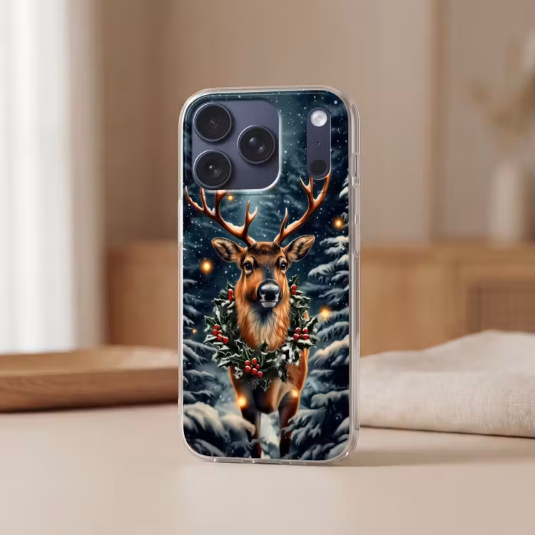 Kerst - Magie - Bos - Kleurrijk Telefoonhoesje iPhone 17 Pro klein -sfeer2