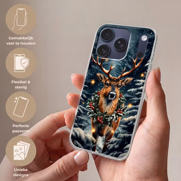 Kerst - Magie - Bos - Kleurrijk Telefoonhoesje iPhone 17 Pro klein -sfeer3_NL