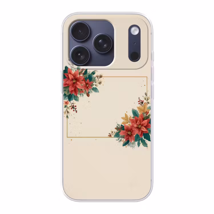 Kerst - Poinsettia - Omlijsting - Kleurrijk Telefoonhoesje iPhone 17 Pro klein -3d