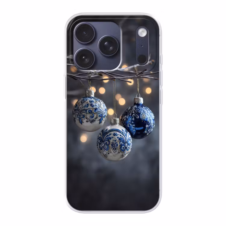 Kerstbal - Versierd - Blauw Telefoonhoesje iPhone 17 Pro klein -3d
