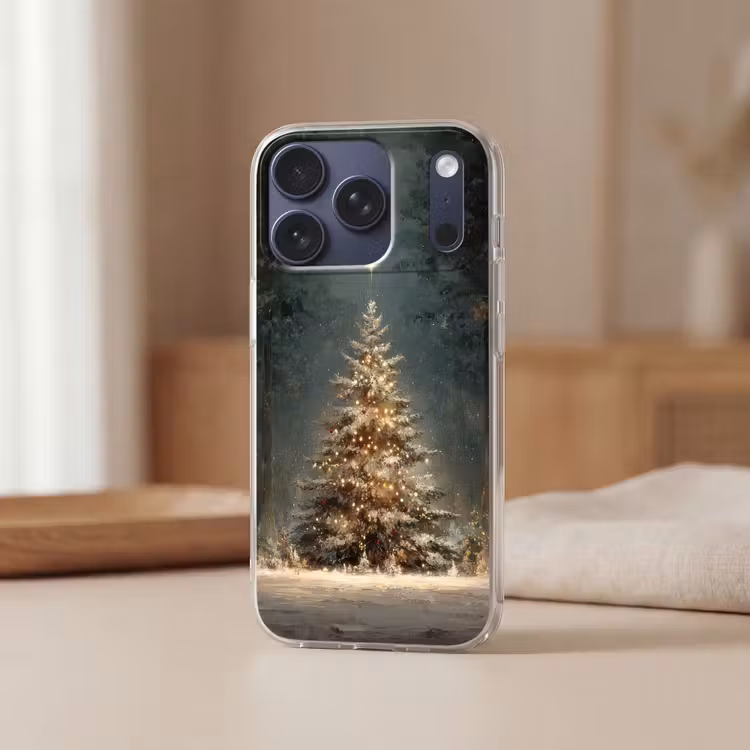 Kerstboom - Bos - Sneeuw - meerkleurig Telefoonhoesje iPhone 17 Pro klein -sfeer2