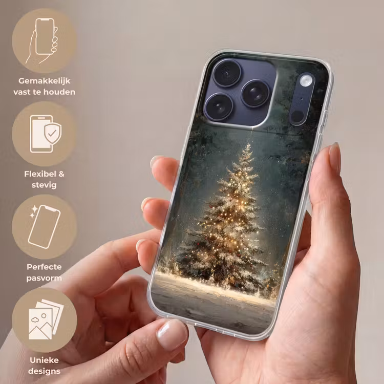 Kerstboom - Bos - Sneeuw - meerkleurig Telefoonhoesje iPhone 17 Pro klein -sfeer3_NL