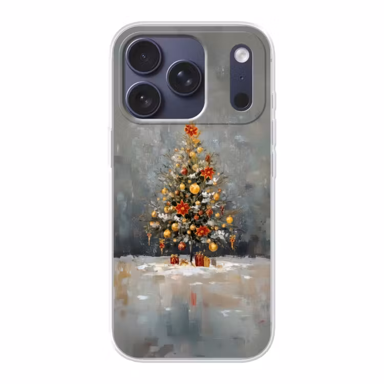 Kerstboom - Cadeaus - Rood - Goud Telefoonhoesje iPhone 17 Pro klein -3d