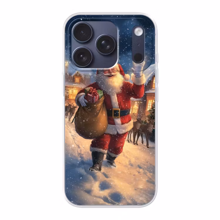 Kerstman - Dorp - Hert - Donker Telefoonhoesje iPhone 17 Pro klein -3d
