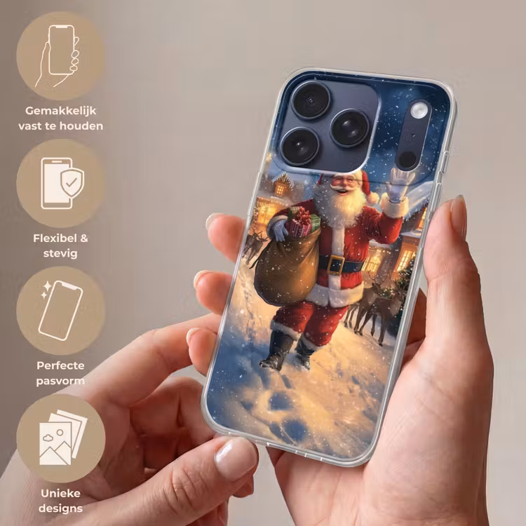 Kerstman - Dorp - Hert - Donker Telefoonhoesje iPhone 17 Pro klein -sfeer3_NL