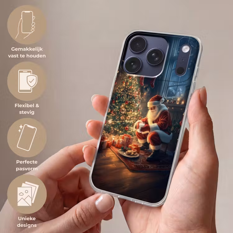 Kerstman - Haard - Donker Telefoonhoesje iPhone 17 Pro klein -sfeer3_NL