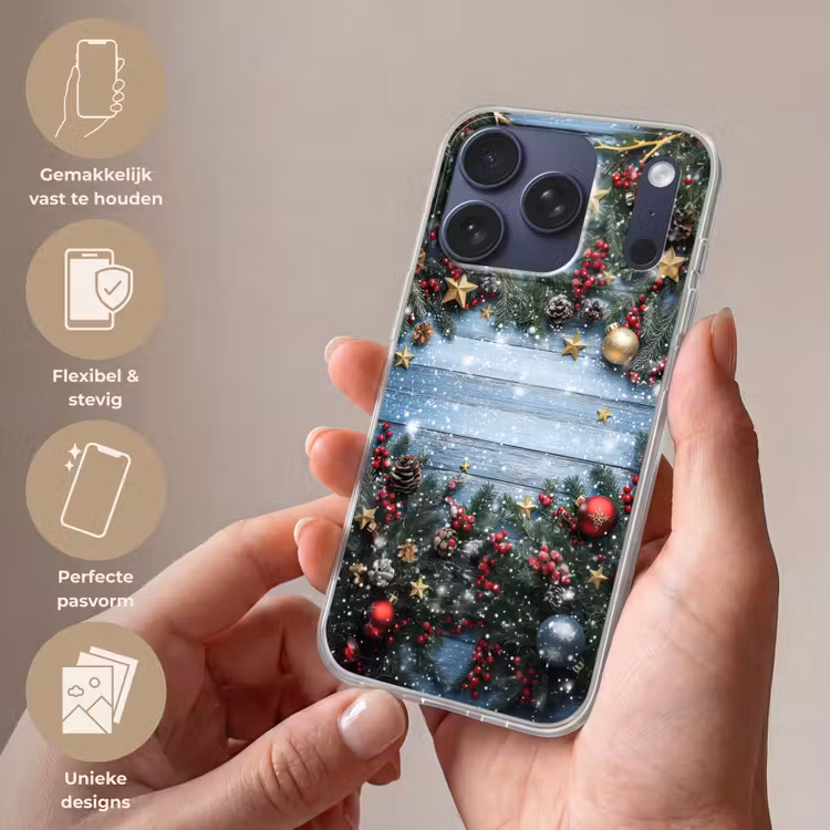 Kerstomlijsting - Sneeuw - Meerkleurig Telefoonhoesje iPhone 17 Pro klein -sfeer3_NL