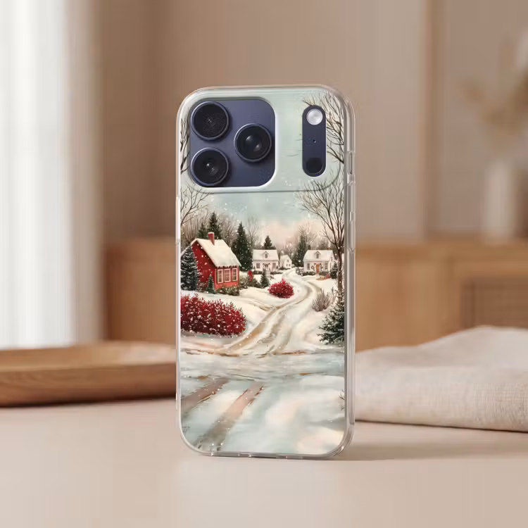 Kerstsfeer - Landelijk - Rood Telefoonhoesje iPhone 17 Pro klein -sfeer2