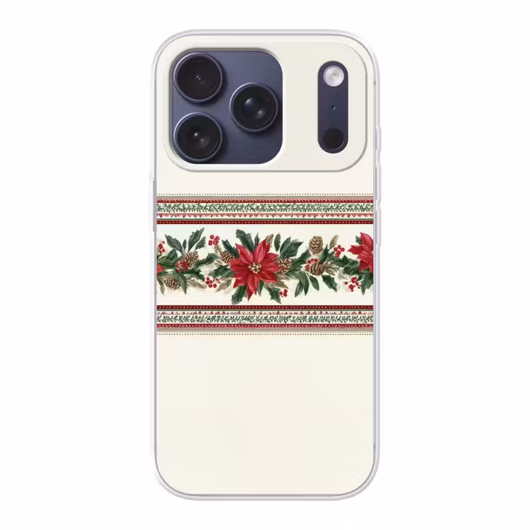 Kerststrook - Poinsettia - Rood - Groen Telefoonhoesje iPhone 17 Pro klein -3d