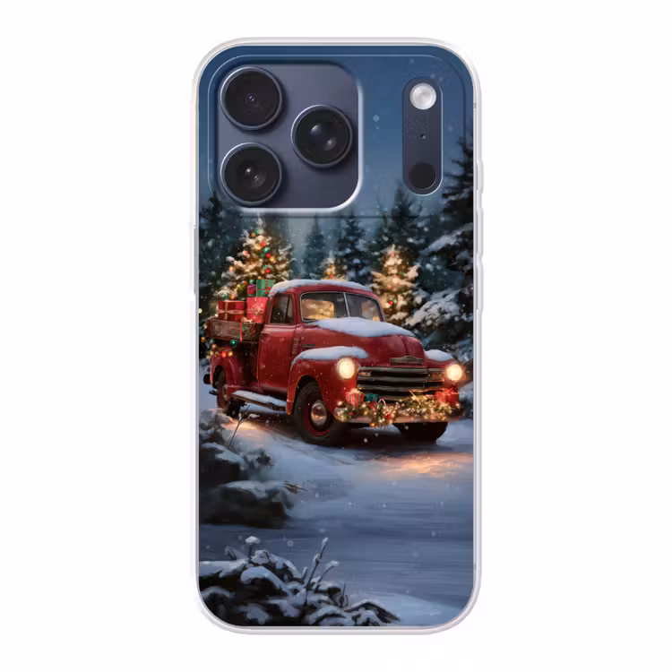 Kersttruck - Sneeuwbos - Rood Telefoonhoesje iPhone 17 Pro klein -3d